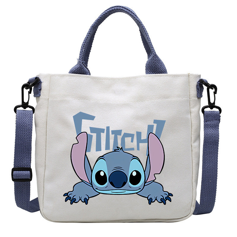 loveccr Anime Peripheral Stitch Canvas Bag Student Shoulder Bag Messenger Bag Detachable Shoulder Strap Handbag Tote Bag