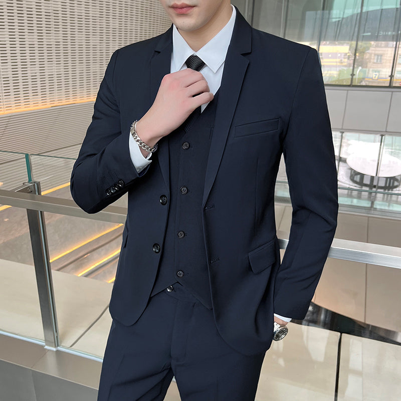 LOVECCR   Casual Suit Men's Slim Fit Business Professional Formal Wear Korean Best Man Dress Groom Host Blazer