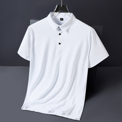 Seamless Ice Silk Short Sleeve T-shirt Polo Shirt Men's Summer New Quick-Drying Slim Fit Middle-Aged High-End Men's Business Casual