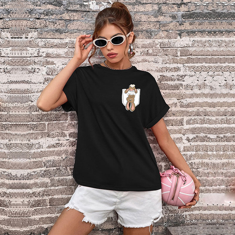 LOVECCR new popular summer 2025 women's clothing crew neck printed top Guangzhou Popular trade short-sleeved t-shirt