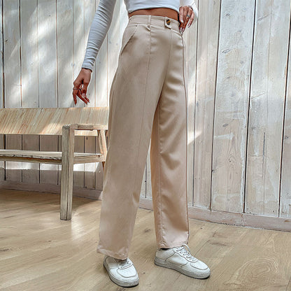 LOVECCR Hot new autumn 2025 women's clothing  foreign trade casual trousers foreign trade splicing commuter style wide-leg trousers