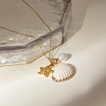 LOVECCR New Marine Series Pearl Accessories New  Cross Border Fashion All-Match Starfish Shell Necklace Ornament