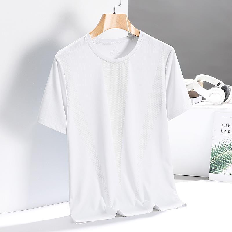 Daddy's Short Sleeve T-shirt Men's  New Ice Silk Slip Loose Breathable Summer Thin T-shirt for Middle-Aged and Elderly People