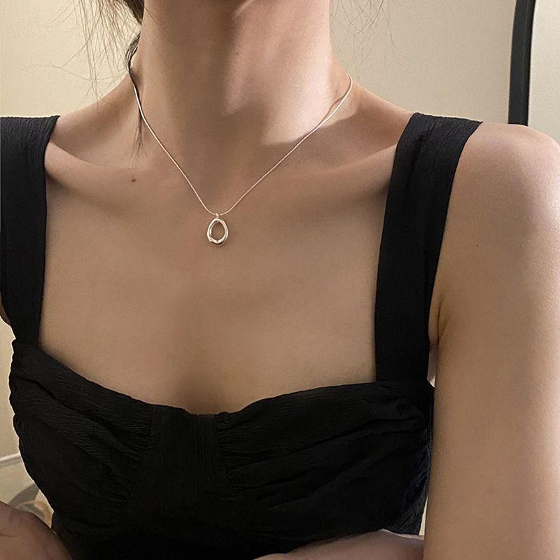 LOVECCR Light Luxury Minority Irregular Ins Water Drop Sterling Silver Necklace  New Simple Advanced Clavicle Chain Girlfriend Gifts