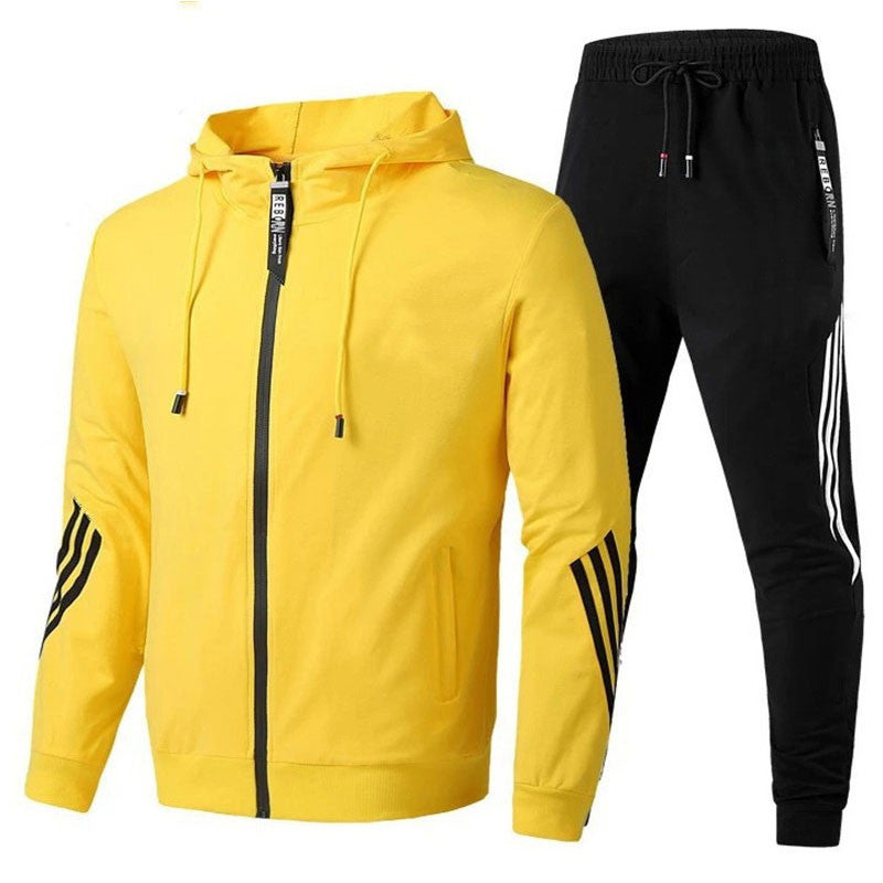 Cross-Border  New European and American Men's Casual Sports Suit Fashion Zipper Jacket Men's and Women's Running Sports Suit