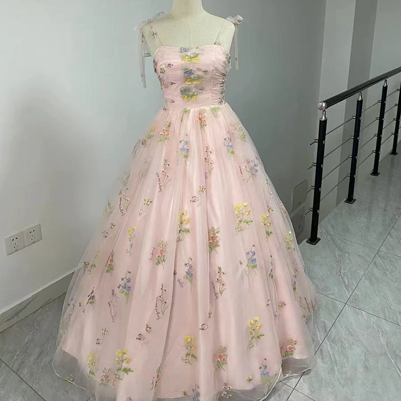 LOVERCCR  Evening Dress for Women  New Banquet Temperament Slimming Host Fairy Strap Art Exam Socialite Gathering Dress