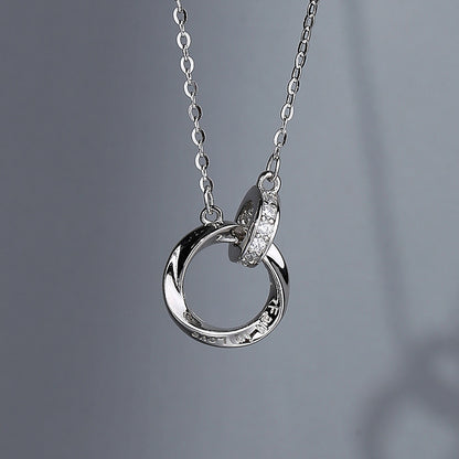 Shiai Sterling Silver Necklace 999 Pure Silver Mobius Strip Couple's Light Luxury Minority Sense Valentine's Day Gift