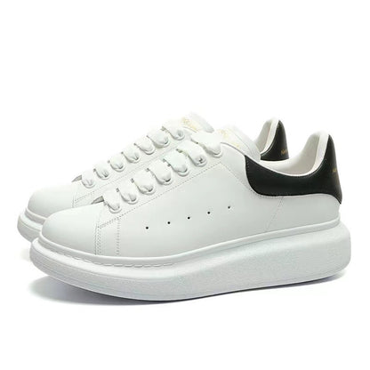 loveccr McQueen White Shoes Men's and Women's Genuine Leather Spring and Summer High Version New Thick Bottom Increased Casual Versatile Sneakers