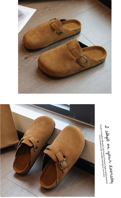 Korean Style Thick Bottom Boken Outerwear Toe Box Women's Shoes Autumn  Retro New Slip-on Fashion Casual Slippers