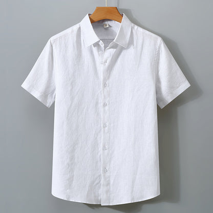 935 Pure Linen Short-Sleeved Shirt Men's Japanese-Style Retro Diablement Fort Top Clothes Summer Thin Casual Shirt