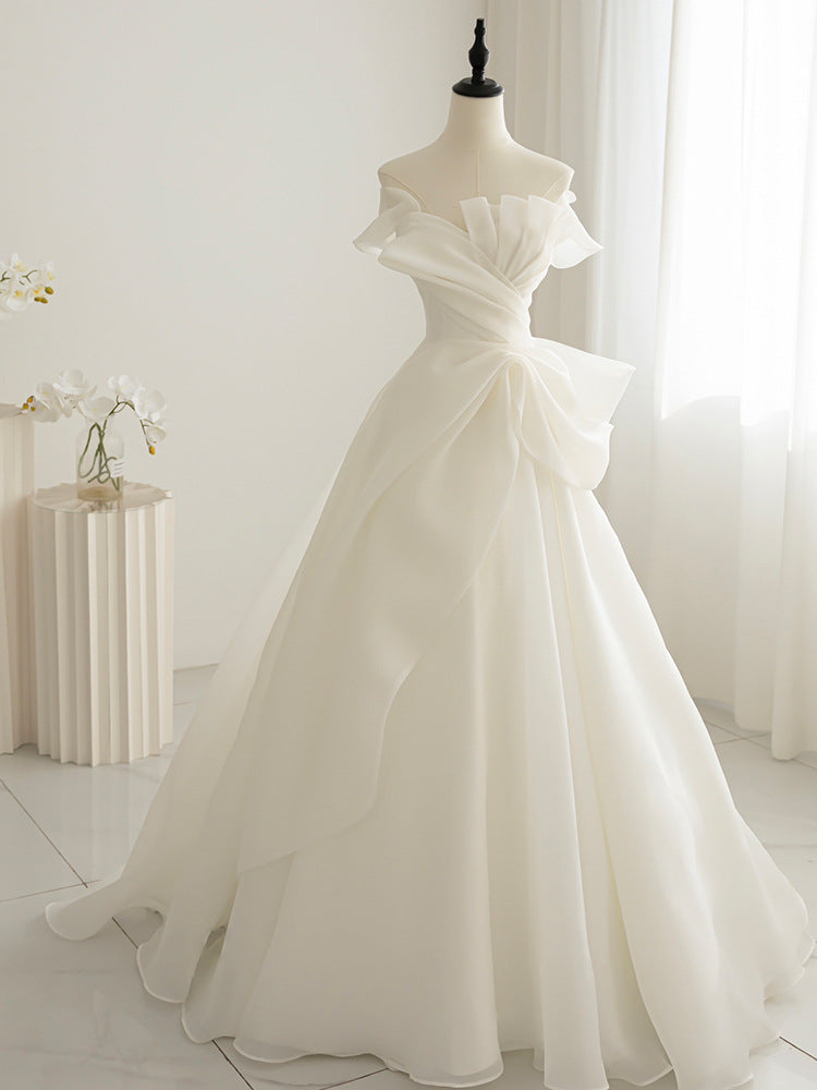 LOVECCR  Light Wedding Dress  New Main Yarn Bride Small Wedding Veil Advanced Texture Tube Top Simple Floor-Length Women