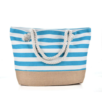 loveccr Cross-Border  Underarm Bag Women's Shoulder Bag Casual Messenger Bag Large Capacity Canvas Bag New Striped Beach Bag