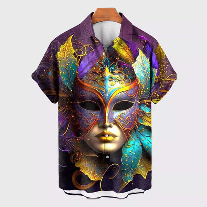 New Foreign Trade Cross-Border Creative Element Shirt 3D Digital Printing Stylish Loose Short Sleeve Shirt Men's Shirt