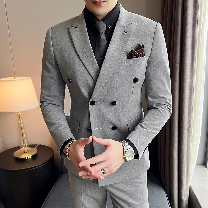 LOVECCR   23 Spring New Suit Slim Fit Business Casual plus Size Double Row Suit Men's Dress SJT9890-P210