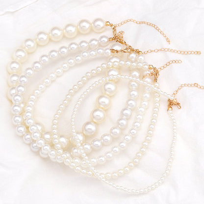 Cross-Border Ins Simple Fashion Imitation Pearl Single-Layer Necklace for Women Temperament Wild Necklace Clavicle Chain Jewelry Wholesale