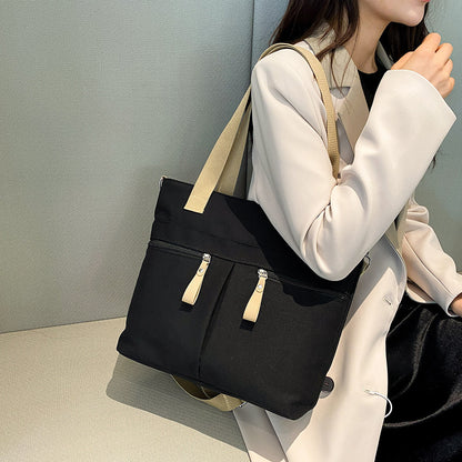 loveccr New Bags Women's Large-Capacity Crossbody Bag Shoulder Commuter College Student Tote Bag Simple All-Matching Tote