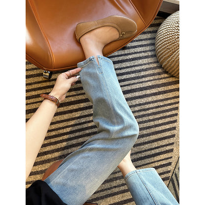 Straight Legs! Super Good Style ~ Four-Sided Stretch  Stick Jeans for Women Spring 2024 New High Waist Slimming Straight Pants