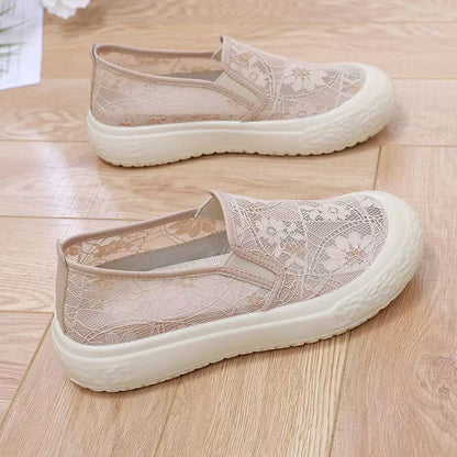 loveccr Summer Mesh Breathable Fisherman Shoes Women's Shoes Classic Style Platform Casual Shoes Slip-on Lofter Women's Mesh Surface Shoes