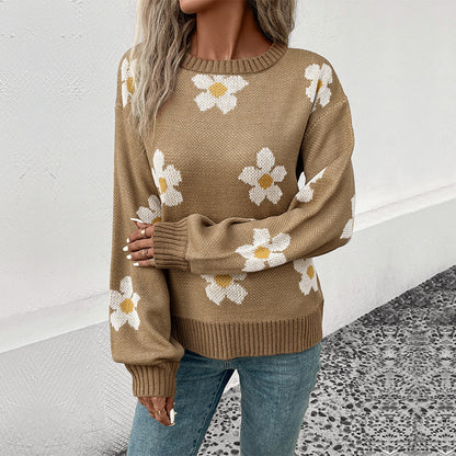 LOVECCR New Hot Trade Pullover Knitted Sweater Hot Autumn and Winter New 2025 Fashion Women's Clothing Long Sleeve Jacquard  Sweater