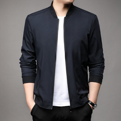 Spring New Middle-Aged Men's Business Casual Baseball Collar Jacket Jacket All-Matching Men's Clothing Dad Jacket