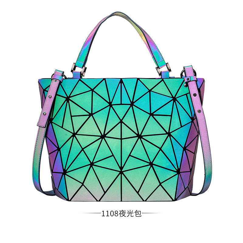 loveccr Cross-Border Bag  Three-Piece Handbag Fashion All-Match Shoulder Messenger Bag Geometric Luminous Bucket Bag