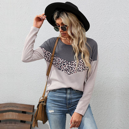 LOVECCR Strictly selected  New autumn new products fashion leopard print color matching knitted sweater long sleeve 2025 casual top women