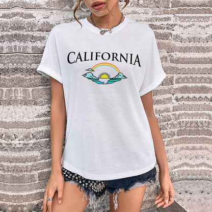 LOVECCR new product popular summer 2025 women's clothing crew neck printed top Guangzhou New Popular trade short-sleeved t-shirt