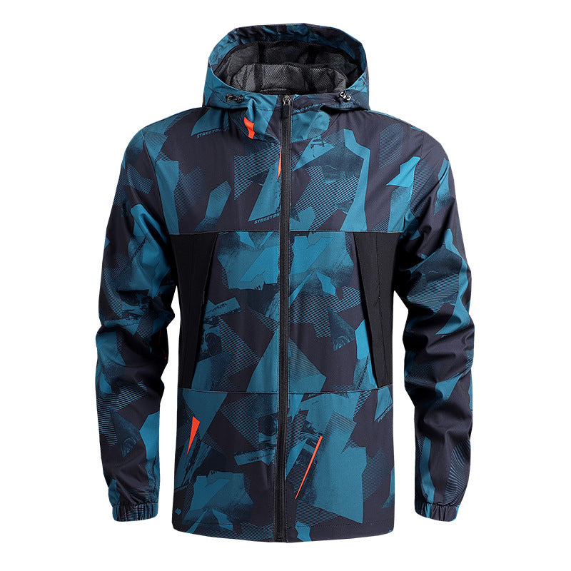 Cross-Border Men's Spring and Autumn Mountaineering Jacket Thin Casual Quick-Drying Windbreaker Outdoor Sports Hooded Jacket