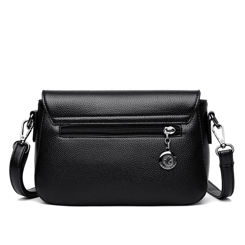 loveccr Middle-Aged Mom Style Small Bag  New Genuine Leather Large Capacity Women's Shoulder Bag Fashion Cattlehide Leather Messenger Bag