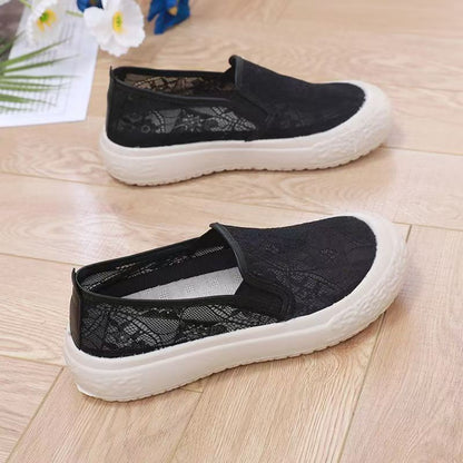 loveccr Summer Mesh Breathable Fisherman Shoes Women's Shoes Classic Style Platform Casual Shoes Slip-on Lofter Women's Mesh Surface Shoes