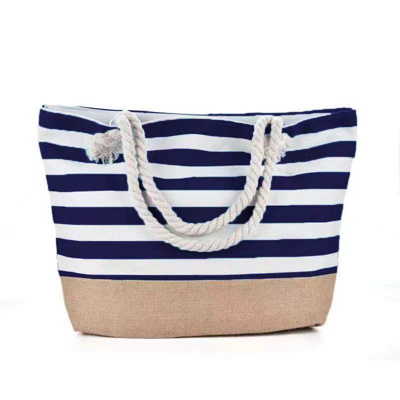 loveccr Cross-Border  Underarm Bag Women's Shoulder Bag Casual Messenger Bag Large Capacity Canvas Bag New Striped Beach Bag