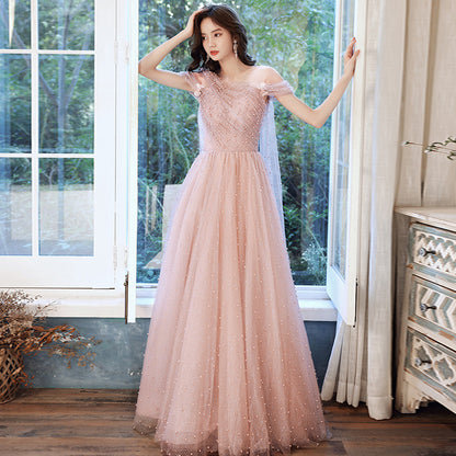 LOVECCR  Pink Evening Dress  Spring New Banquet Temperament Socialite Birthday Catwalk Fairy New Year's Day Party Evening Dress