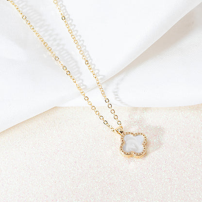 Clover Necklace for Women  Korean Style Elegant Simple and Fashionable Summer Wild Clavicle Chain Accessories Girlfriends Jewelry