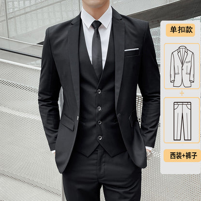 LOVECCR   Men's Spring and Autumn Men's Suit Suit Men's Korean-Style Slim Fit Business Suit Men's Three-Piece Wedding Bridesmaid Dress