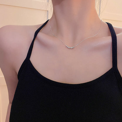 LOVECCR Light Luxury Minority All-Matching Graceful Pearl Necklace Super Fairy Sweet Fresh Loving Heart Zircon Titanium Steel Clavicle Chain Neck Chain