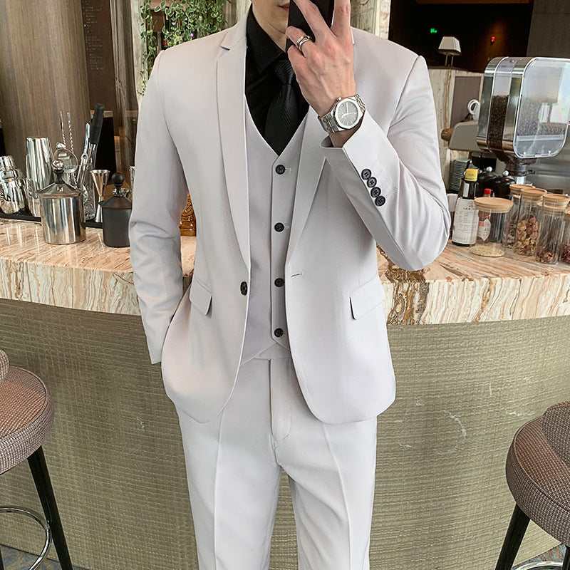 LOVECCR   Casual Suit Men's Slim Fit Business Professional Formal Wear Korean Best Man Dress Groom Host Blazer