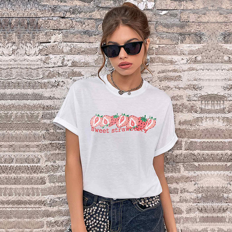 LOVECCR New popular Summer 2025 Women's Clothing Crew Neck Printed Casual Top Guangzhou Short Sleeve T-Shirt