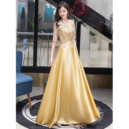 LOVECCR Mother-in-Law Dress Choir Performance Dress Long Dress New Host Conductor Recitation Slim-Fit Evening Dress