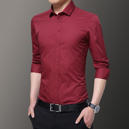 Long Sleeve Shirt Men's Korean-Style Slim Fit Spring and Autumn Clothes Handsome Male Gray Shirt Trendy Casual Formal Wear Shirt