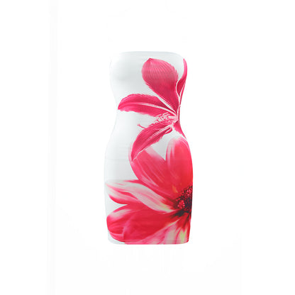 LOVECCR Cross-border foreign trade Europe, America and the United States Hot summer sexy women's clothing tube top flower printing slim-fit hip-wrapped short dress