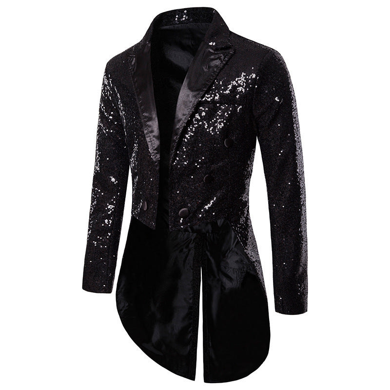 LOVECCR   Cross-Border Foreign Trade Men's Suit Swallowtail Banquet Nightclub Performance Sequin Fashion Design Men's Jacket