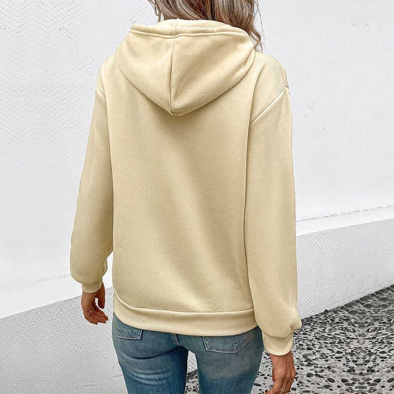 LOVECCR Hot autumn and winter new 2025 pocket hoodie   women's casual hooded pullover pocket sweater