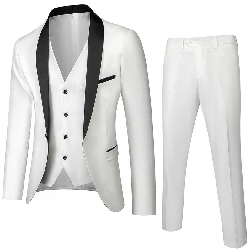 LOVECCR   European and American Simple Men's Business Casual Suit Suit Men's Wedding Groom Dress Hall Slim Suit Men's Three-Piece Suit