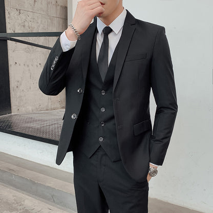 LOVECCR   Men's Spring and Autumn Men's Suit Suit Men's Korean-Style Slim Fit Business Suit Men's Three-Piece Wedding Bridesmaid Dress