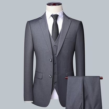 LOVECCR   Men's Suit Set Three-Piece Korean Slim Suit Men's Business Professional Formal Wear Best Man Groom Wedding Suit