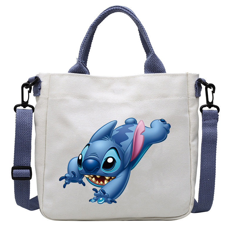 loveccr Anime Peripheral Stitch Canvas Bag Student Shoulder Bag Messenger Bag Detachable Shoulder Strap Handbag Tote Bag