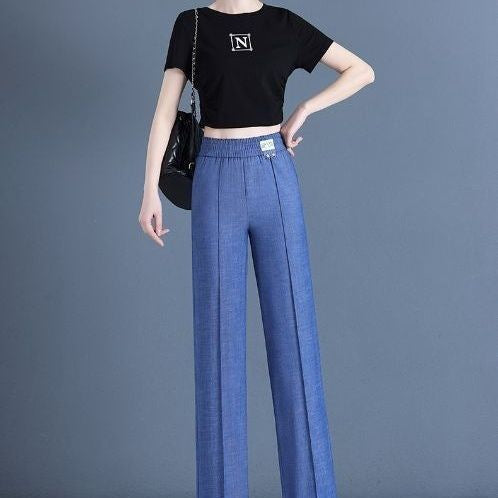 Lyocell Jeans Summer Thin 2024 New Drooping Straight Pants Slimming Women's Casual Versatile Pants Trousers