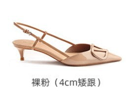 loveccr  Summer New Sandals  Retro Pointed Toe Slingback Closed Toe Sandals Women Temperament Commute High Heel Sandals Women