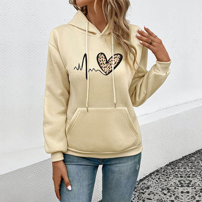 LOVECCR Hot autumn and winter new 2025 long-sleeved pocket hoodie   casual hooded printed pullover sweater