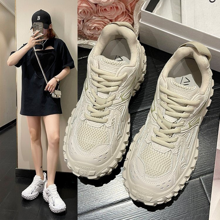 loveccr Tire Men's and Women's Same Style Sports Shoes Women's  New All-Match Casual Thick Bottom Increased Durian Dad Shoes Women's